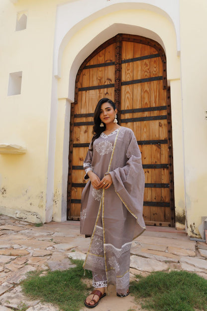 Slate Grey Lotus Suit Set