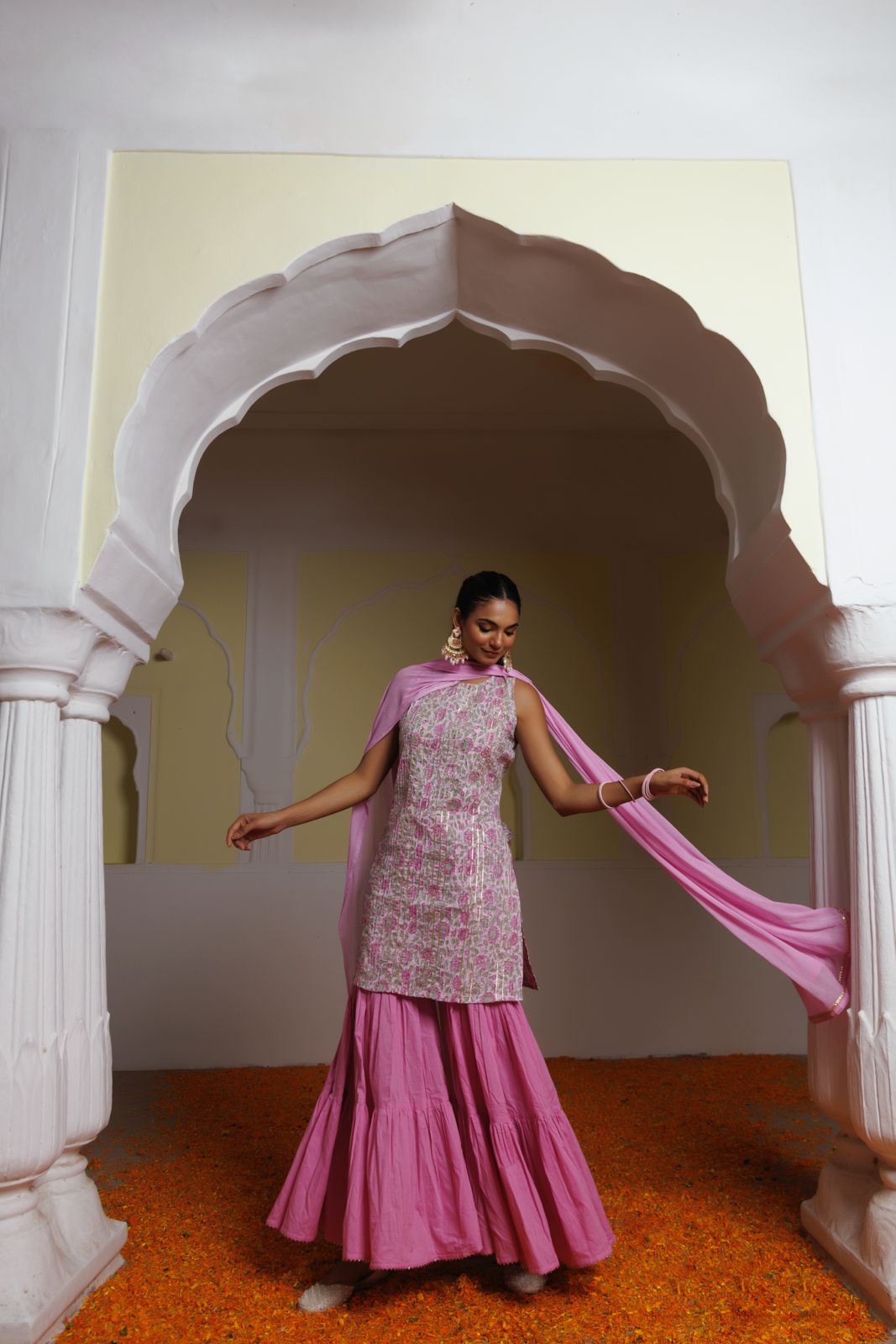 Pink Cotton Kurta Set