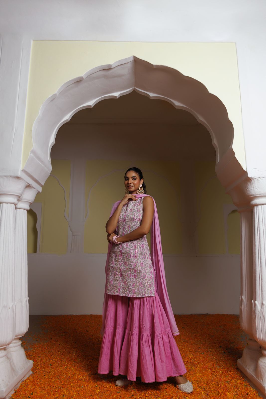 Pink Cotton Kurta Set