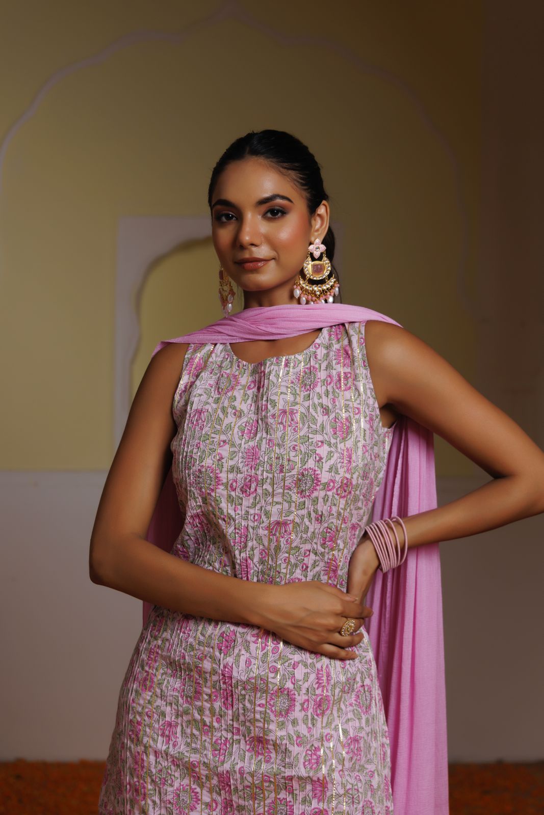 Pink Cotton Kurta Set