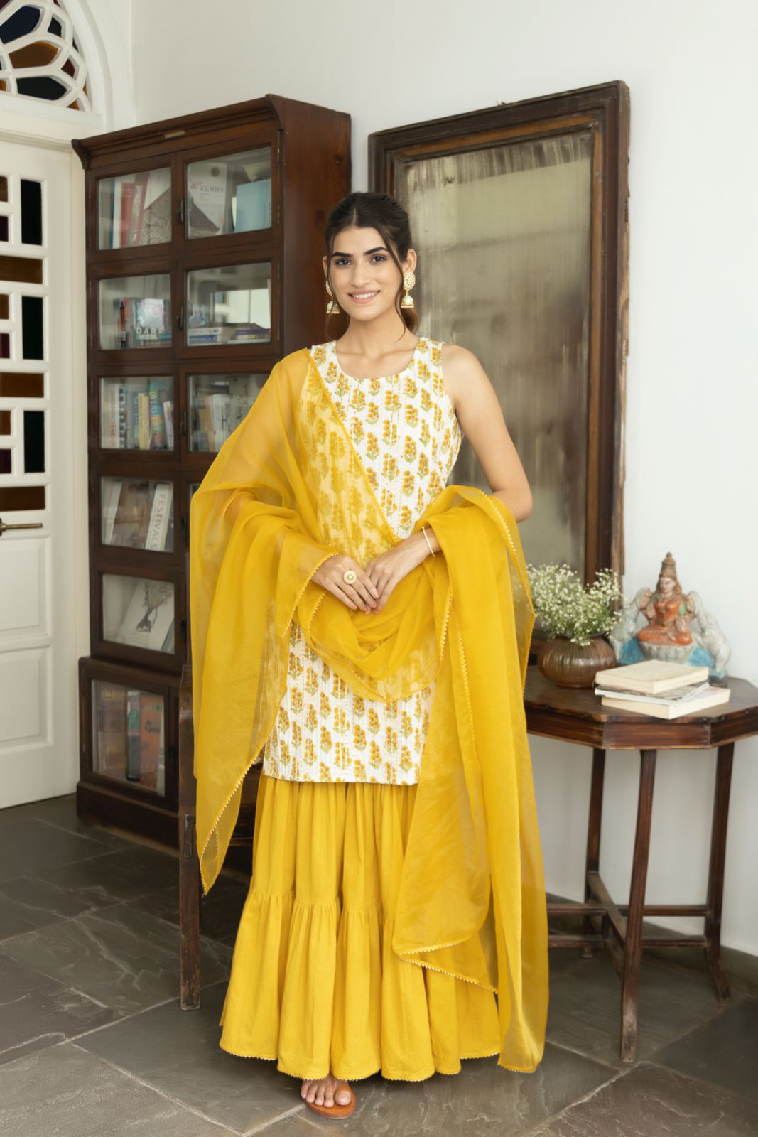 Yellow Cotton Kurta Set