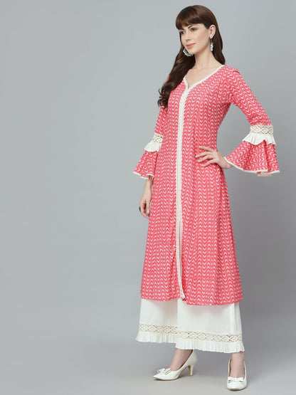 Peach Cotton Kurta Set