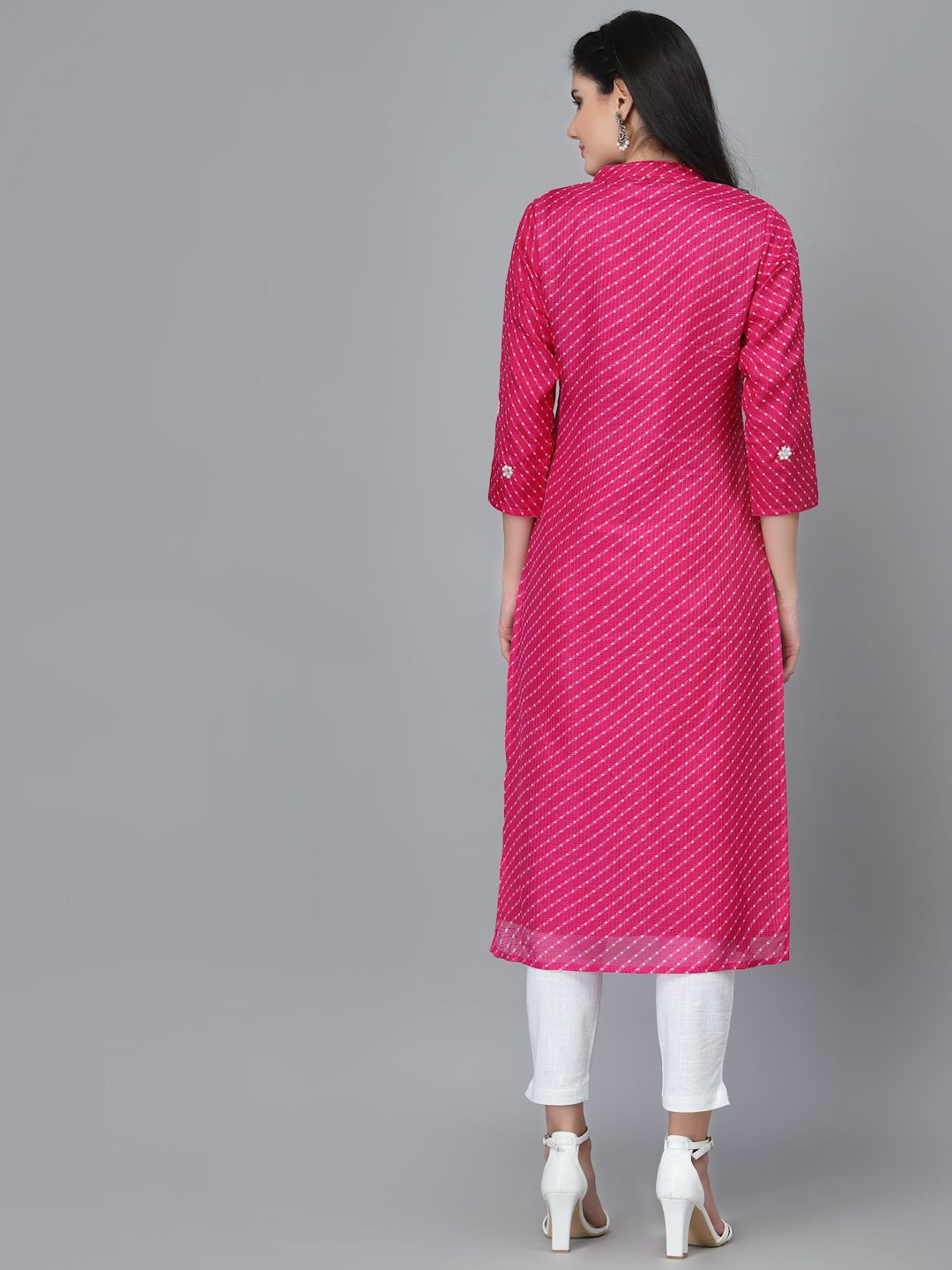 Zoya Pink Leheriya Straight Kurta