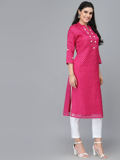 Zoya Pink Leheriya Straight Kurta