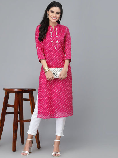 Zoya Pink Leheriya Straight Kurta