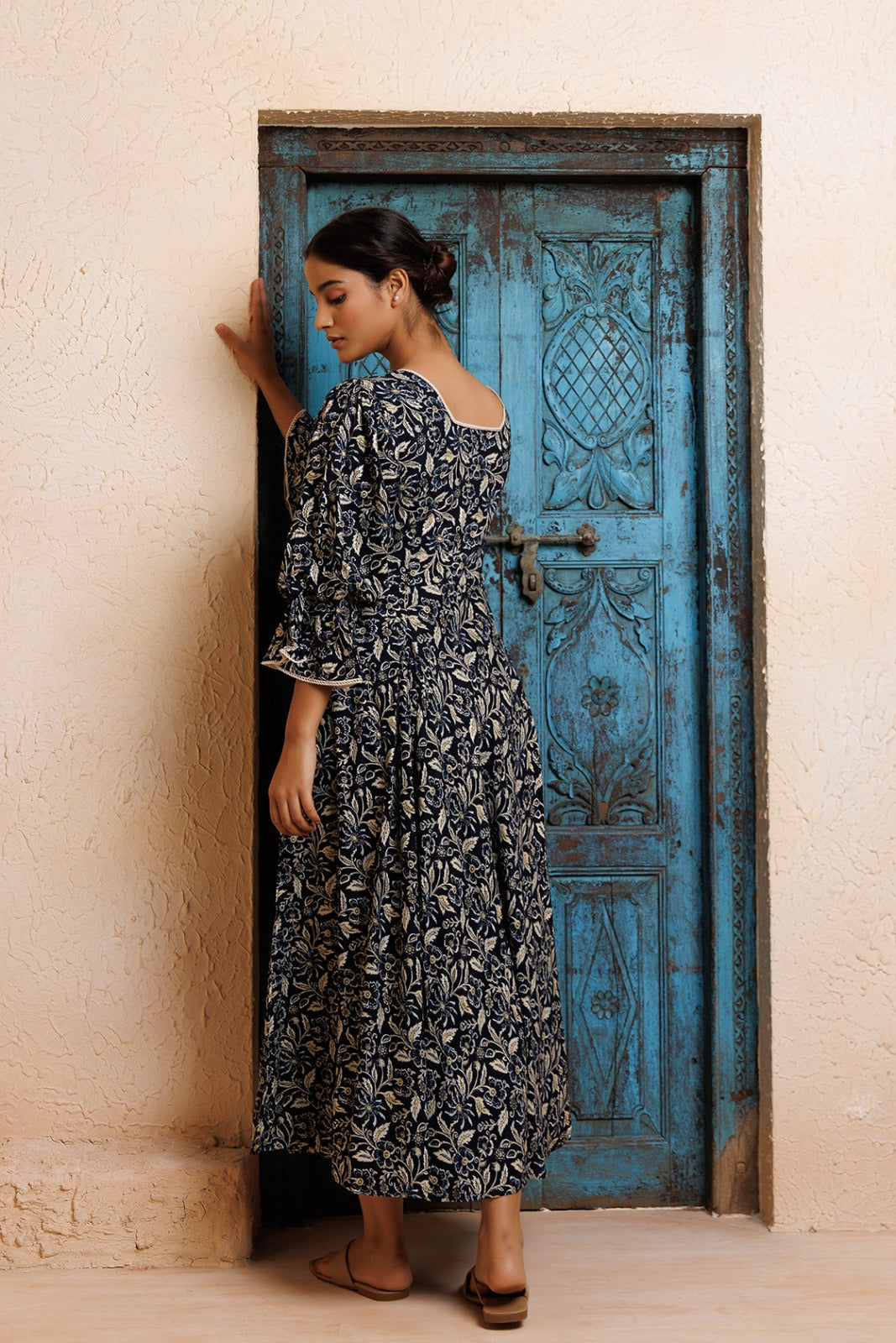 Black Rayon Floral Printed Kurta