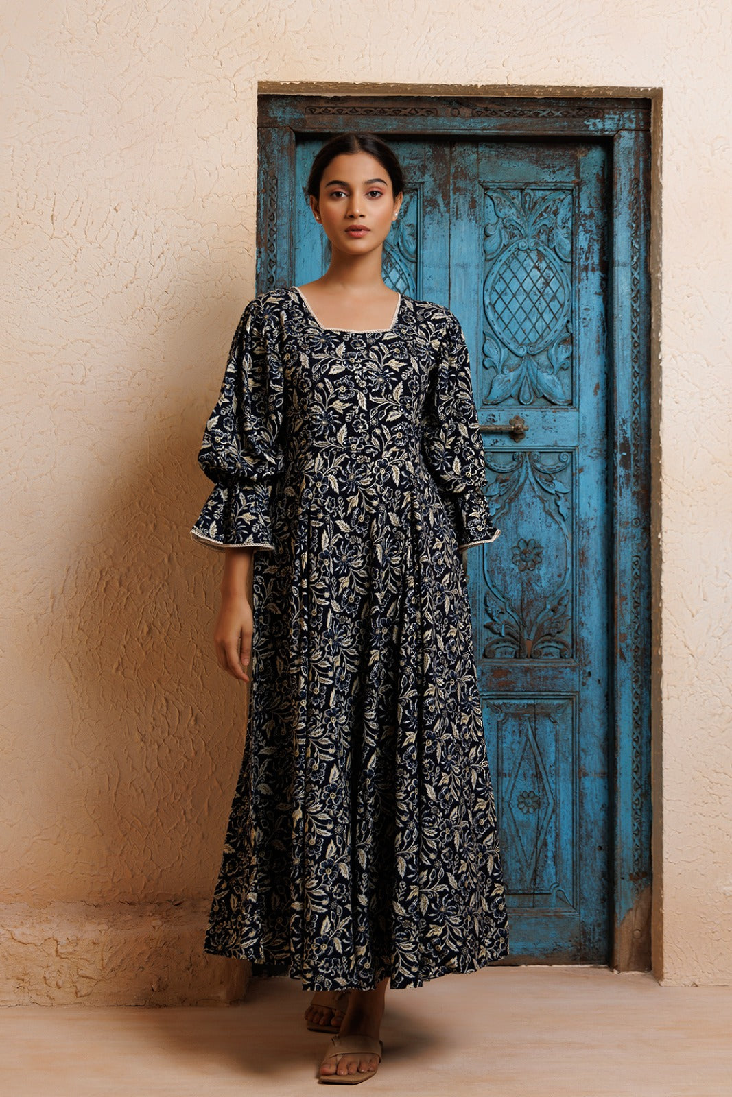 Black Rayon Floral Printed Kurta