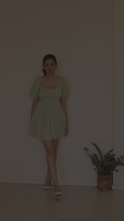 Vibranum Green Chiffon Dress