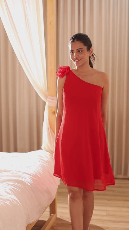 Anthurium Red Chiffon Dress