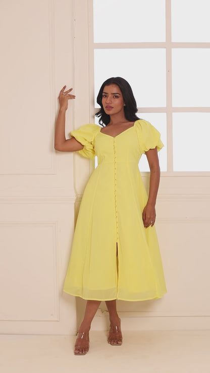 Yellow Paper Daisy Chiffon Midi Dress