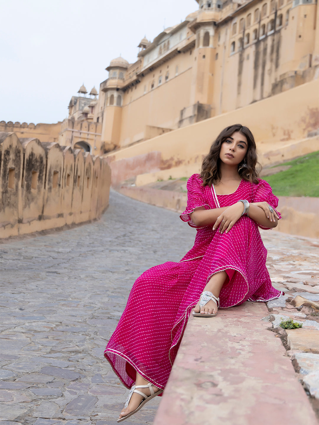 Ayla Pink Leheriya Sharara Set