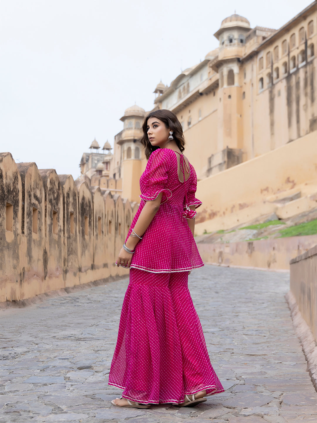 Ayla Pink Leheriya Sharara Set