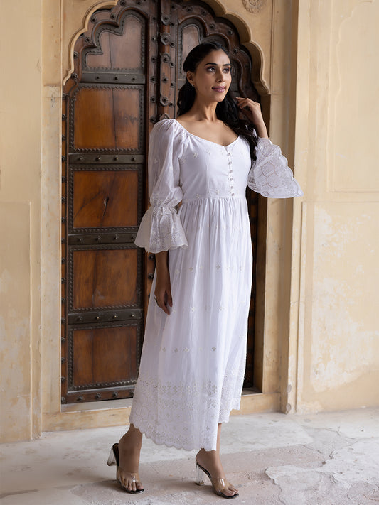 Cloude Dancer White Cotton Dress