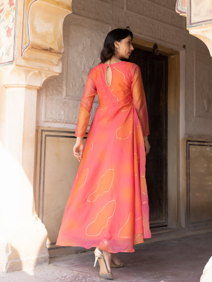 Coral Rose Peach-Orange Flade Kurta
