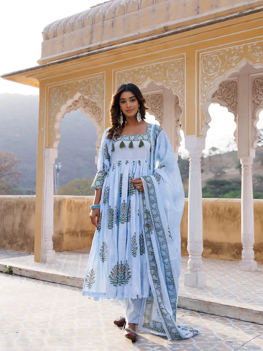 Ice Water Blue Kurta Set Ragavi