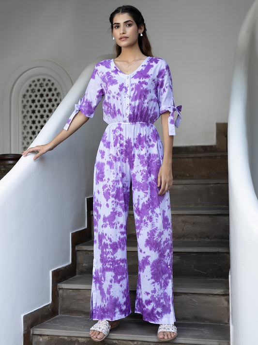 Tanvi Purple Tie-Dye Jumpsuit
