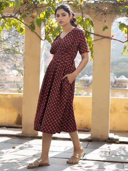 Marie Maroon Dress