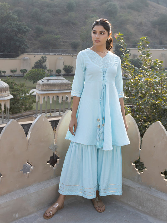 Kavya Ice-Blue Sharara Set