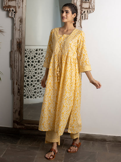 Krisha Yellow Printed Kurta Set