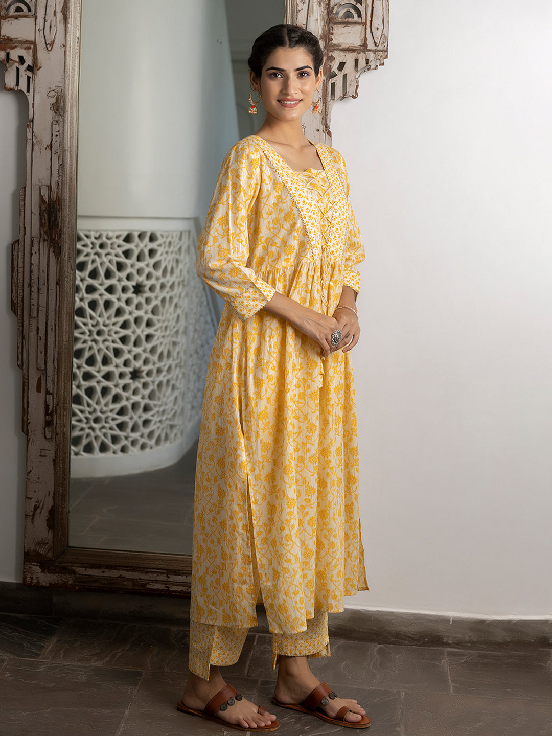Krisha Yellow Printed Kurta Set