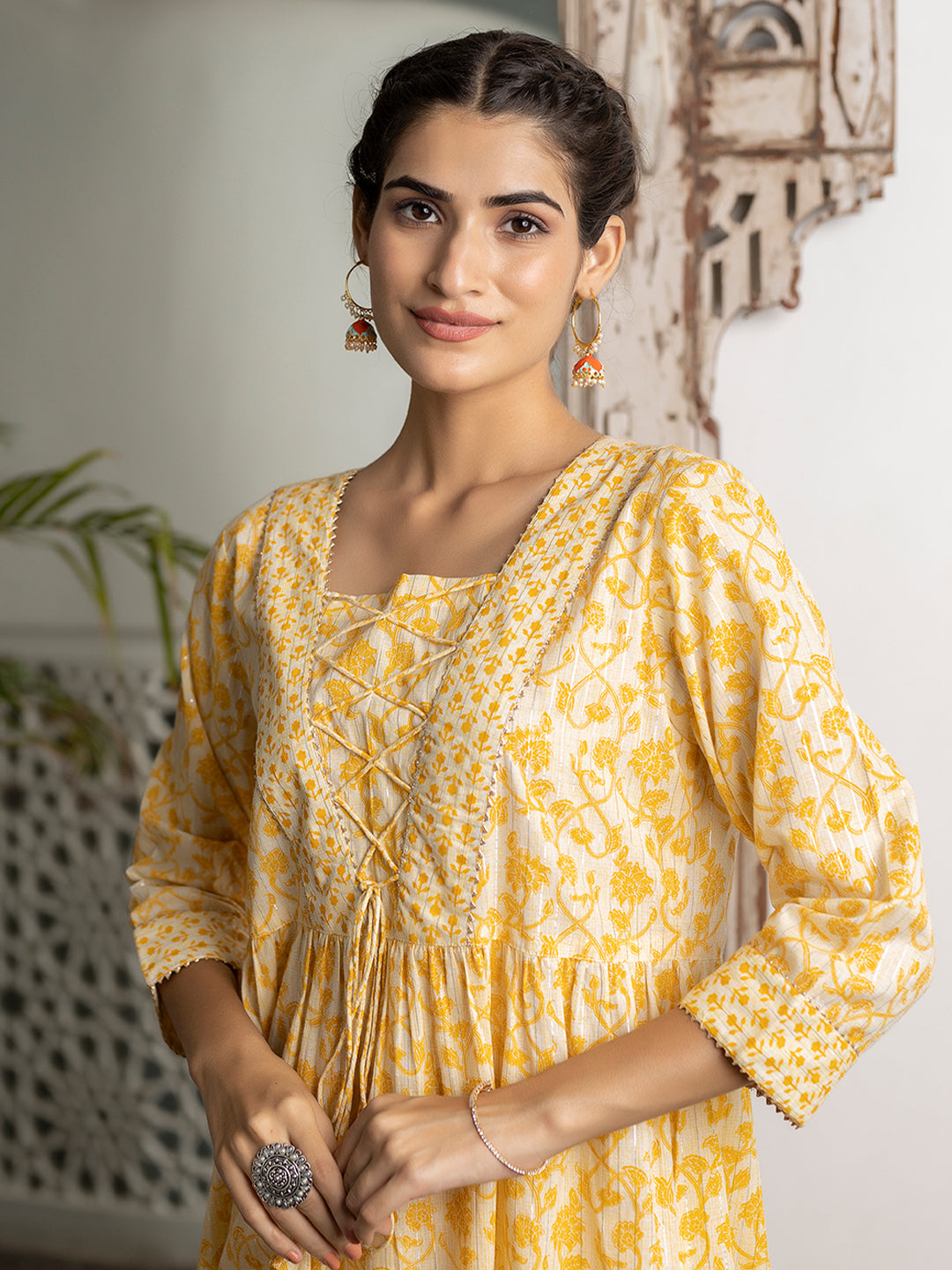 Krisha Yellow Printed Kurta Set