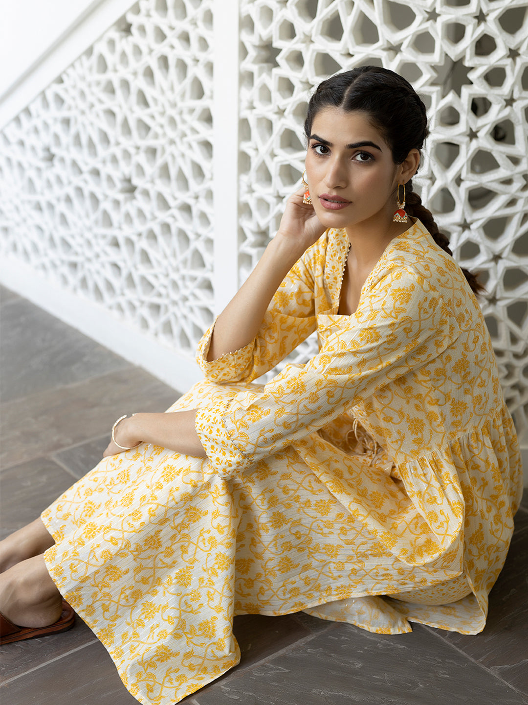 Krisha Yellow Printed Kurta Set
