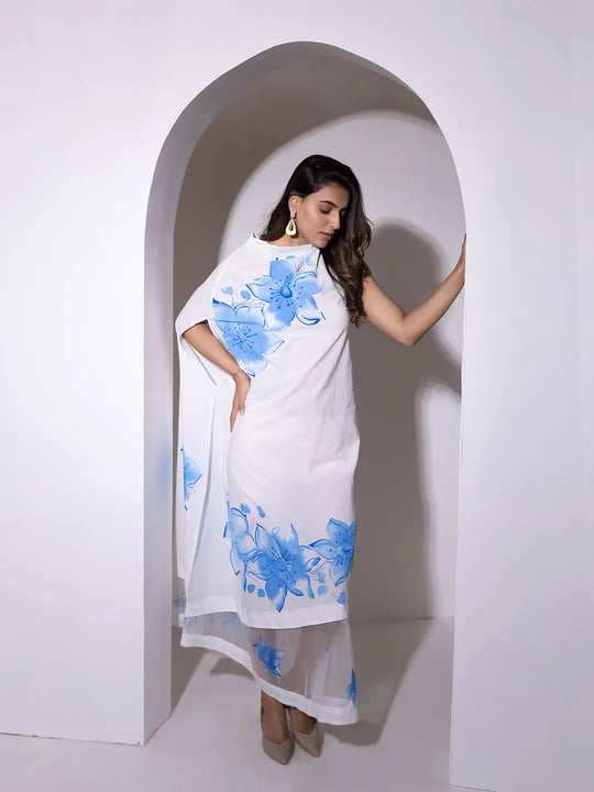Lucent White Brush Paint Dress Ragavi