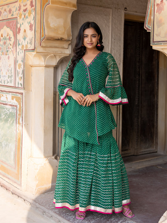 Lush Meadow Green Georgette Garara Set