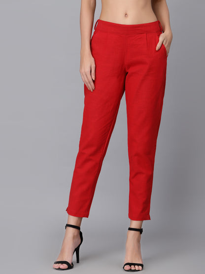 Red Cropped Trouser