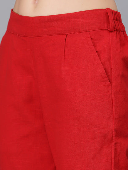 Red Cropped Trouser