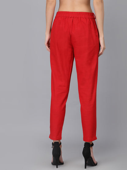 Red Cropped Trouser