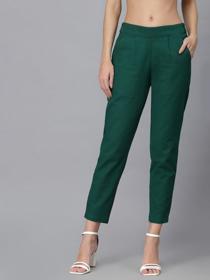 Dark Green Cropped Trouser