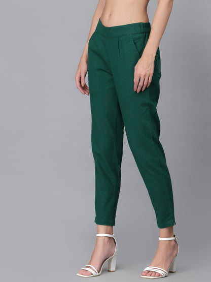 Dark Green Cropped Trouser