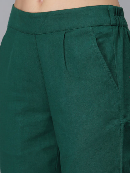 Dark Green Cropped Trouser