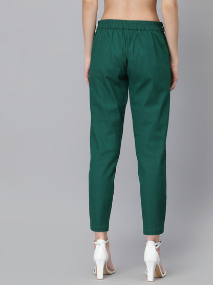 Dark Green Cropped Trouser
