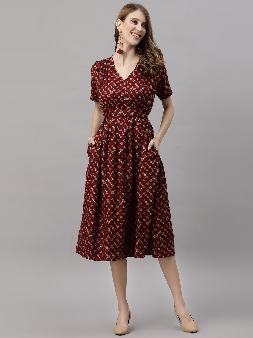 Marie Maroon Dress