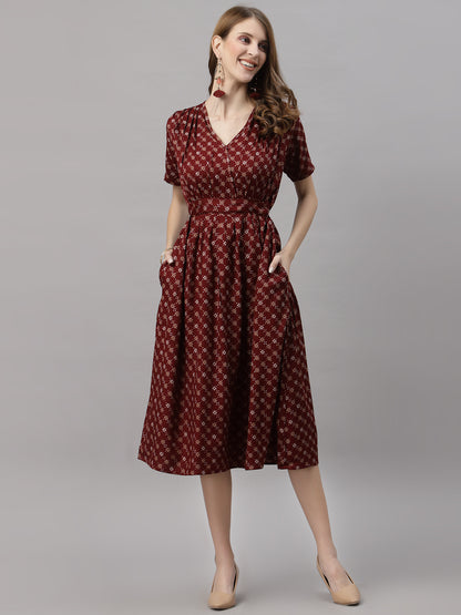 Marie Maroon Dress