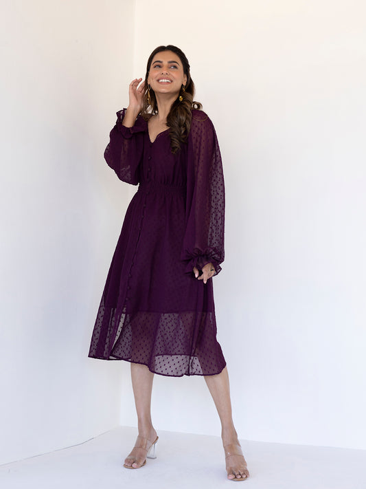 Mauve Wine Midi Dress