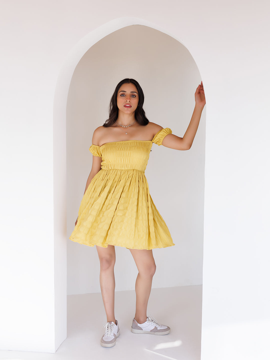 Misted Yellow Mini Dress