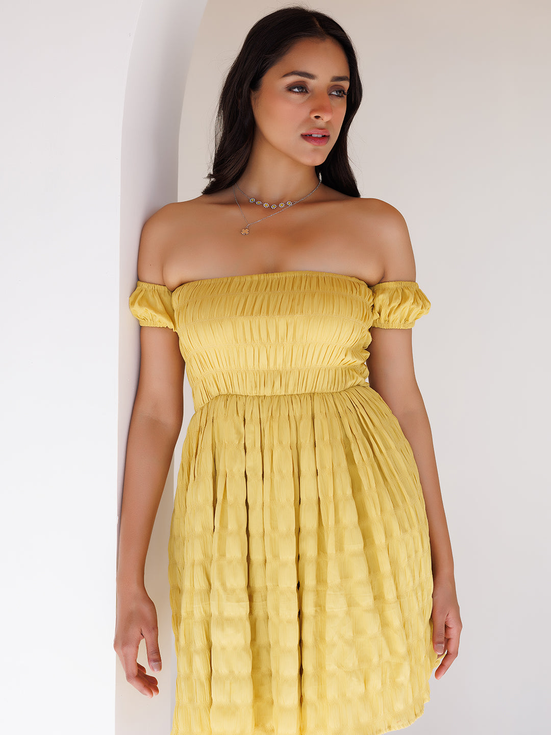 Misted Yellow Mini Dress