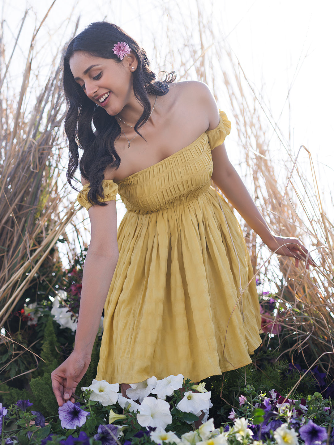 Misted Yellow Mini Dress
