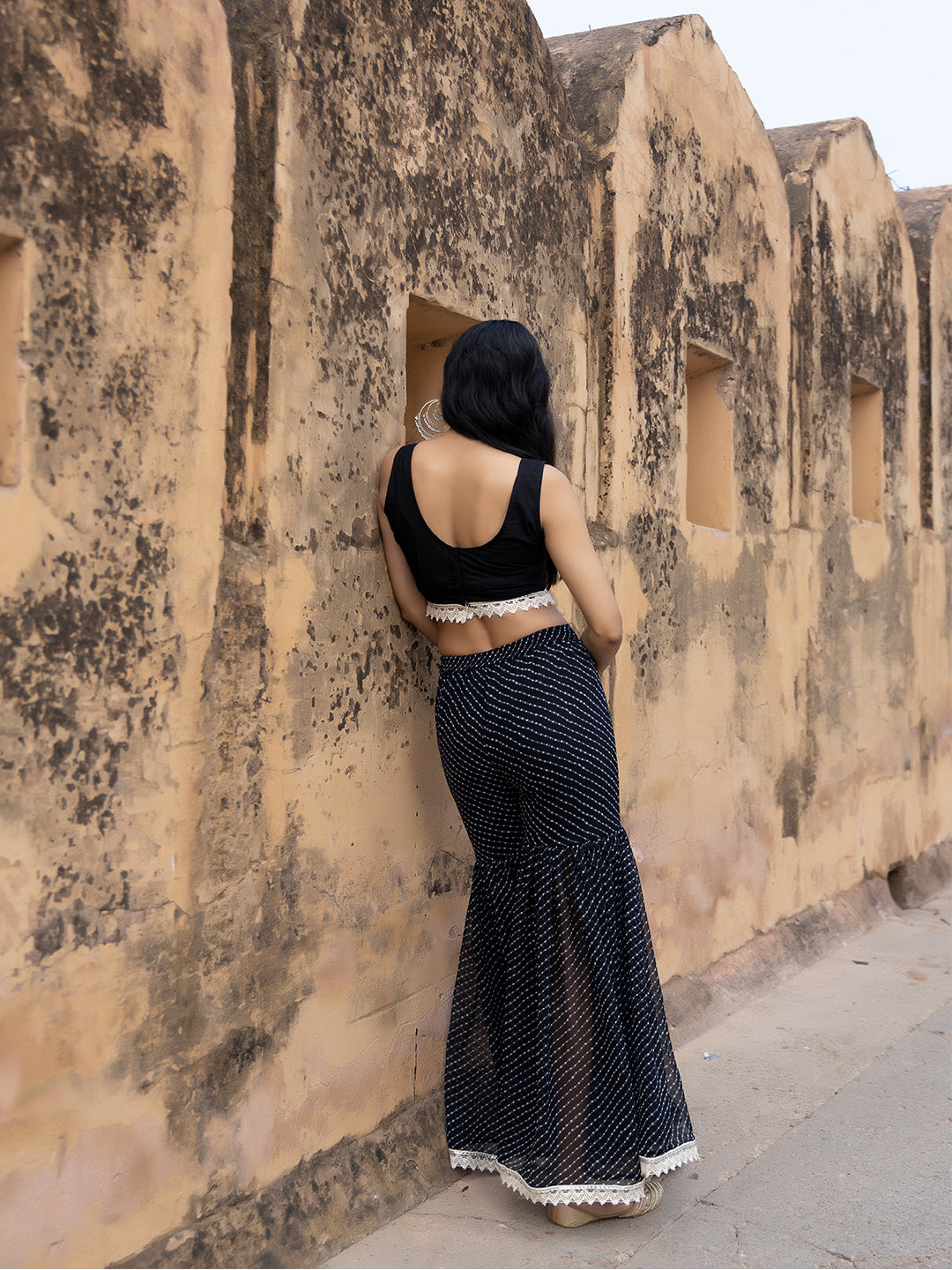 Nihira Black Leheriya Sharara Set