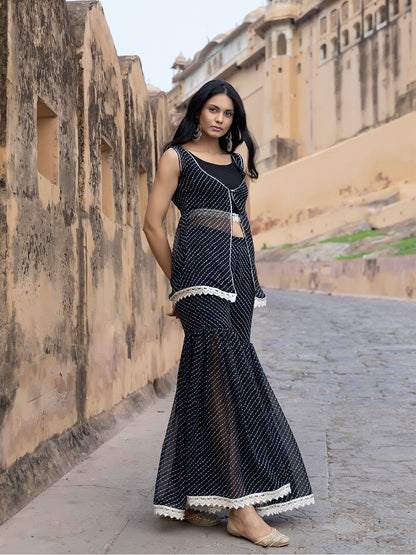 Nihira Black Leheriya Sharara Set