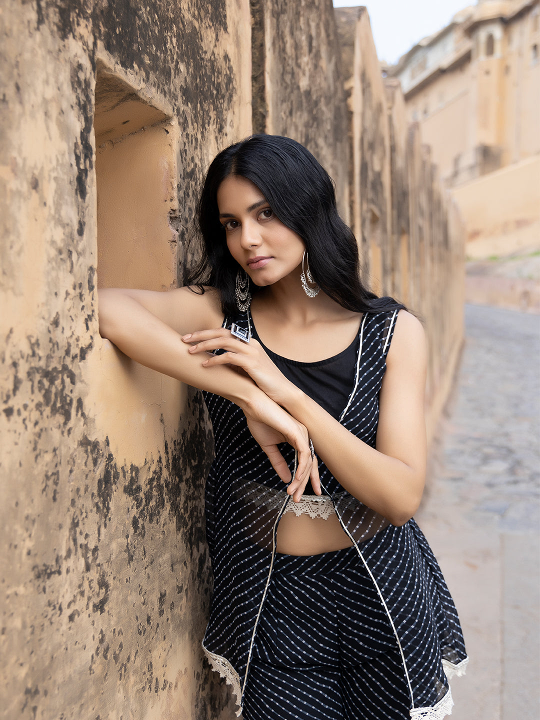 Nihira Black Leheriya Sharara Set