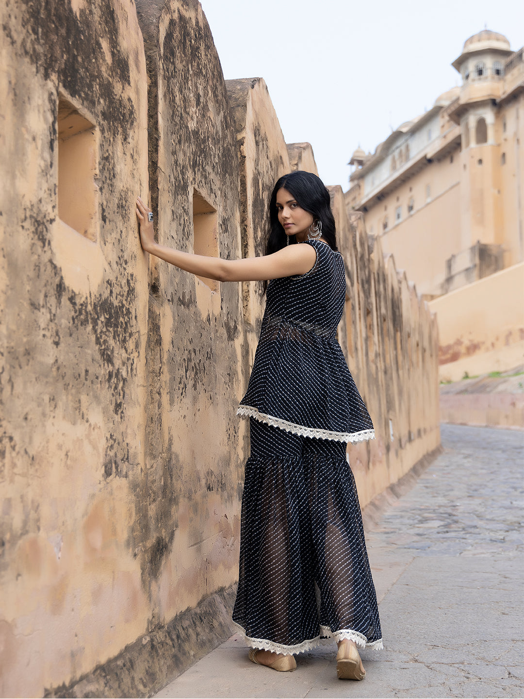 Nihira Black Leheriya Sharara Set