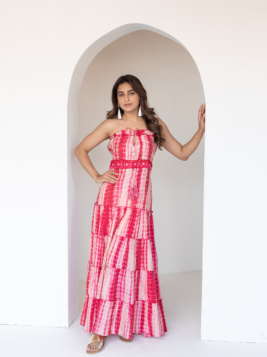 Pink Shibori Maxi Dress