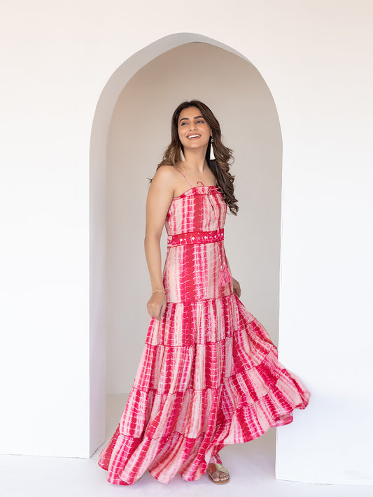 Pink Shibori Maxi Dress