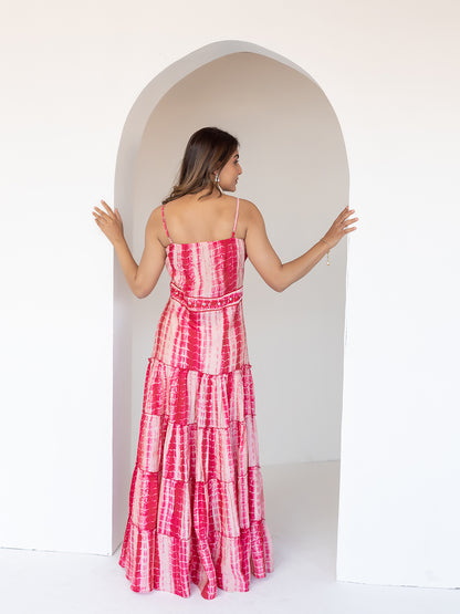 Pink Shibori Maxi Dress