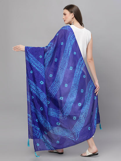 Ragavi Blue Bandhej Leheriya Dupatta