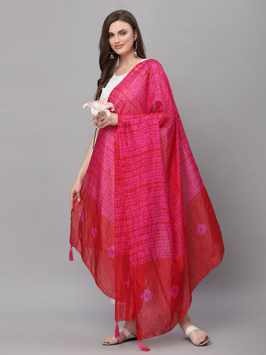 Ragavi Pink Bandhej Dupatta